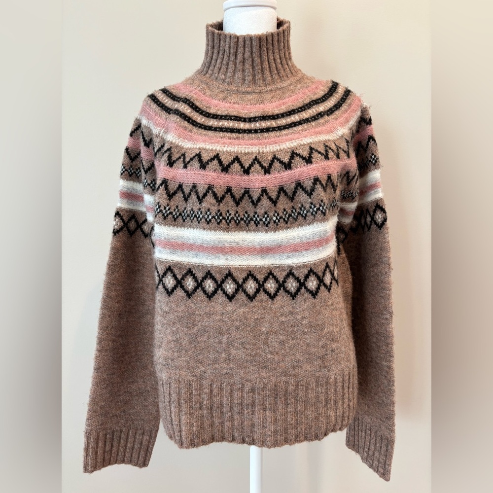 Marled Sweater Womens Medium Brown/Black/Pink/GrayWhite Gently Used Condition